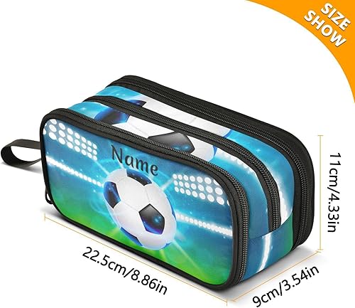 Vista 412 de Estuche para lápices de fútbol y fútbol, estuche grande para lápices para niños y niñas, compartimentos con cremallera, gran capacidad, papelería