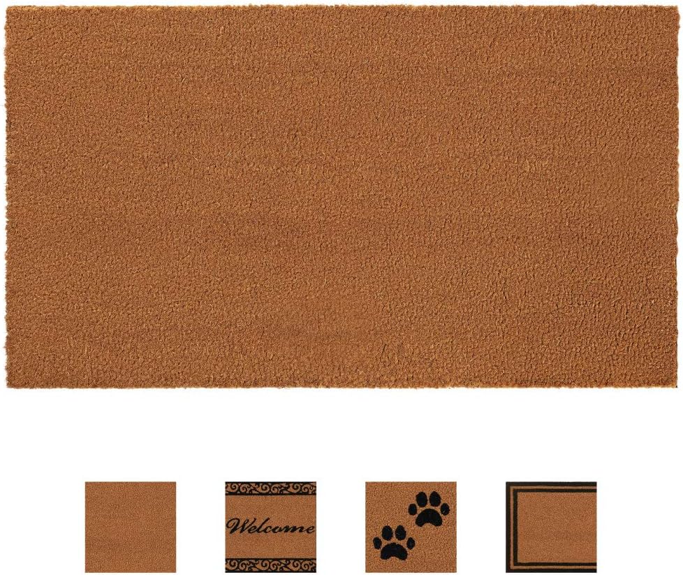 Gorilla GripNatural Coco Coir Plain Door Mat, 57x24, Thick Durable Doormat for Indoor Outdoor Entrance, Traps Dirt and Moisture from Muddy Shoes, Easy to Clean, Spring Front Porch Entry Mats, Solid
