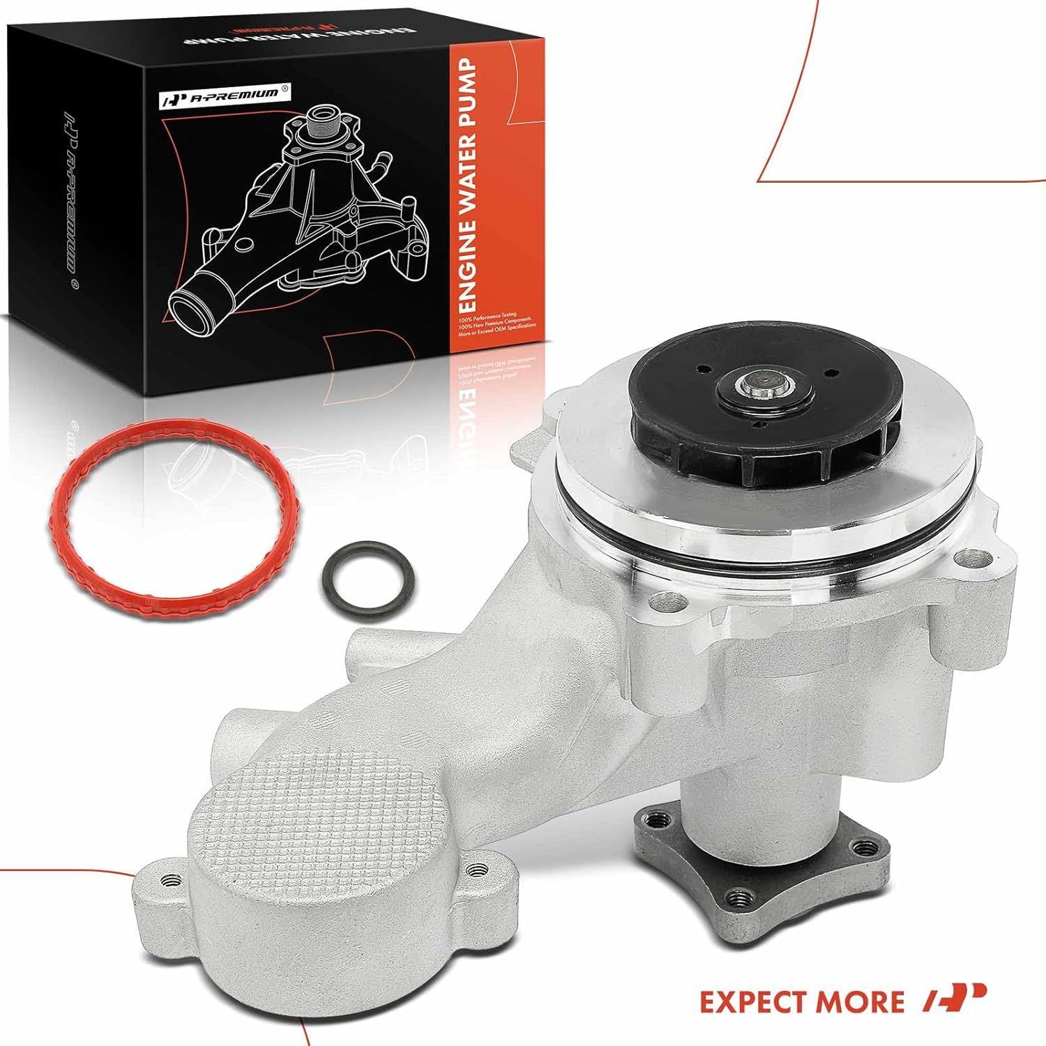 A-Premium Aluminum Engine Water Pump W/Seals Compatible with Ford F-150 2014-2011, Mustang 2014-2011 - DOHC, 8Cyl 5.0L - (fits for 4 holes of Flange Disc), Replace# BR3Z8501C, BR3Z8501H