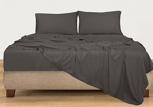 Miniatura 8 de ROYALE LINENS Juego de sábanas de 300 hilos 100% algodón peinado de fibras largas, 4 piezas, 1 sábana bajera, 1 encimera y 2 fundas de almohada,