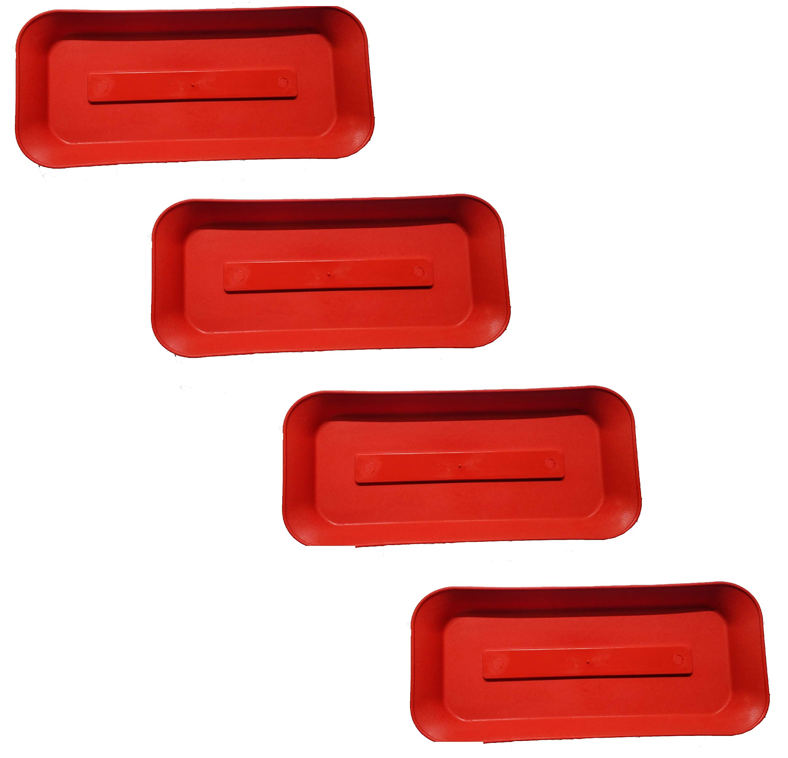 VINSHRA Terracotta Red Rectangle Plastic Bottom Tray, Set of 4 | Dripping Tray for Pots & Succulents, For Planters, Indoor & Outdoor, Home Garden Décor