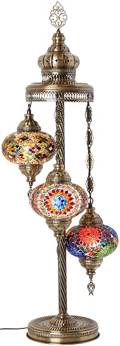 DEMMEX Turkish Moroccan Mosaic Floor & Table Lamp, 37" (95cm)