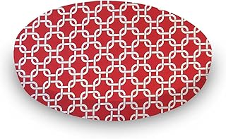 SheetWorld Fitted 100% Cotton Percale Oval Sheet, Fits Stokke Mini 23 x 29, Red Links, Made in USA
