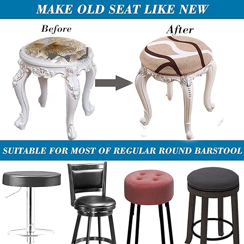 Miniatura 3 de HFCNMY Fundas para taburetes redondas, paquete de 4 fundas elásticas redondas para taburetes de bar, fundas de asiento de taburete de bar, fundas