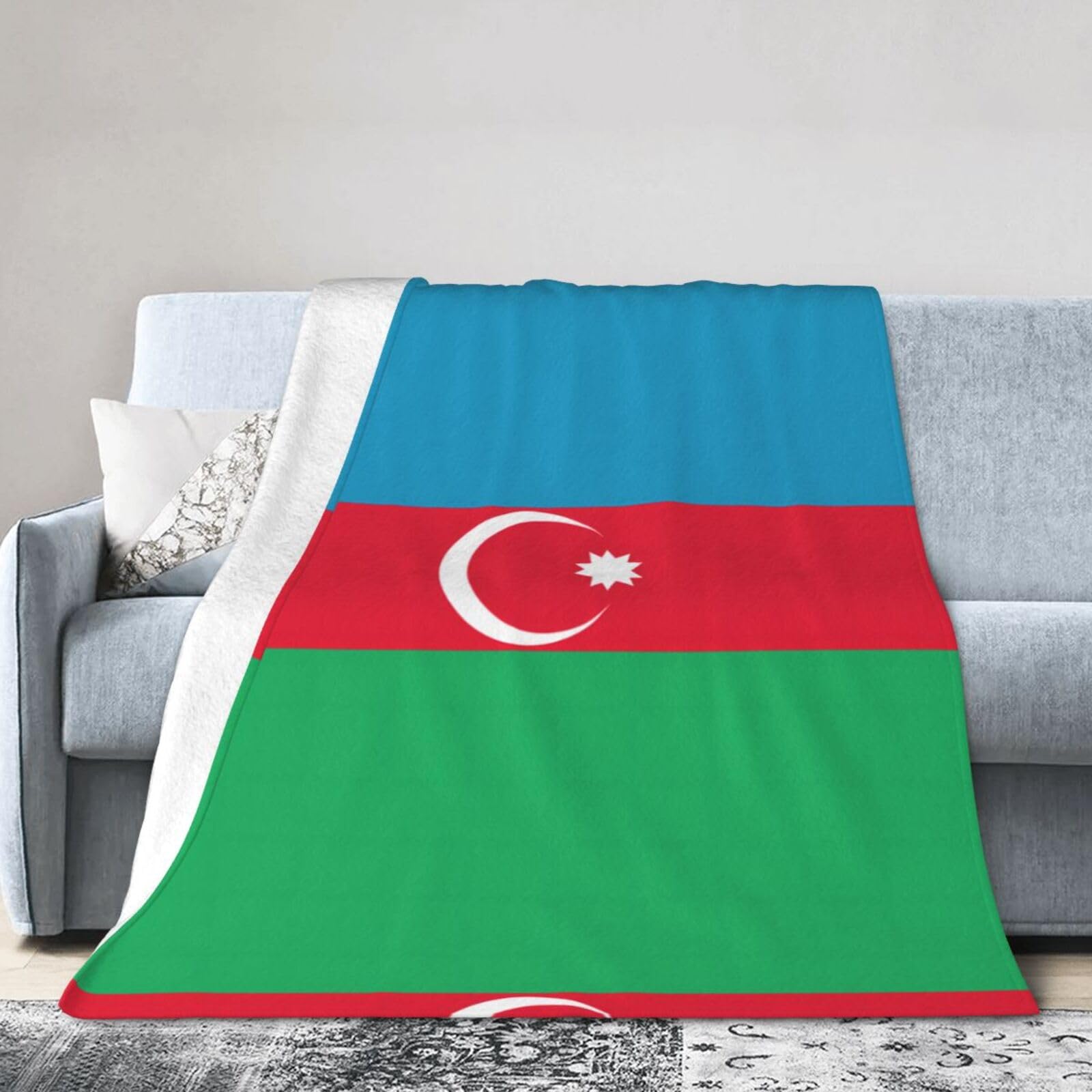Flag of Azerbaijan 60"x50" Fleece Blanket, Full Size, Super Soft, Suitable for Bed, Sofa, Camping, All Seasons