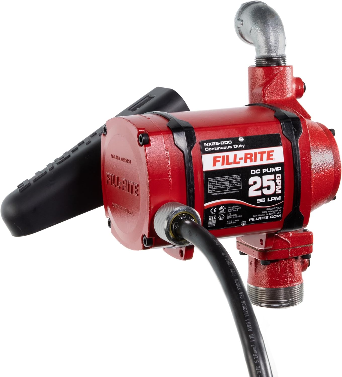 Fill-Rite 12/24V DC 25 GPM Fuel Transfer Pump - Energy-Efficient Fuel Transfer Pump for non stop Operation - Pump Only - NX25-DDCNB-PX