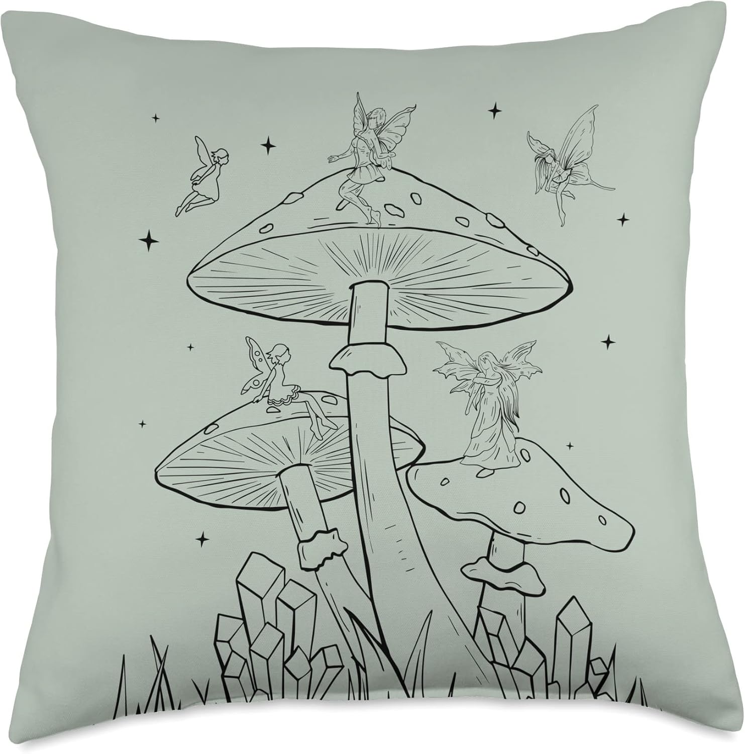 Fairycore Aesthetic Fairy Core Grunge Mushroom Fairies Throw Pillow