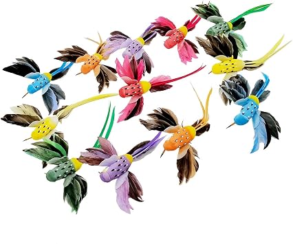 LWINGFLYER 12pcs Artificial Humming Birds Realistic Flying Hummingbird Clip on Christmas Tree Ornaments 5.5inch for Wreath Crafts Wedding Party Decoration