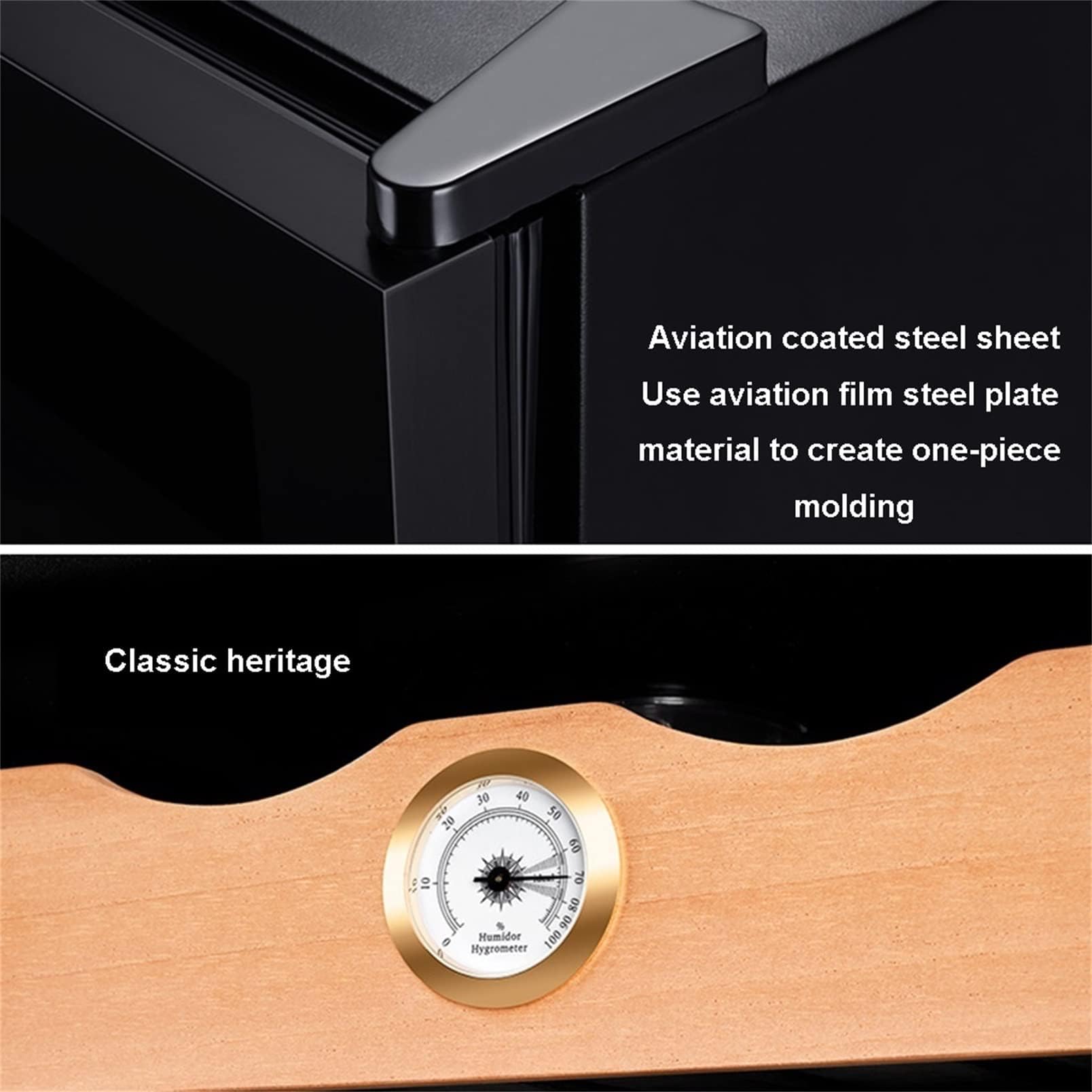 Cedar Zigarren Humidor mit Hygrometer und Luftbefeuchter - Hält 100-150 Zigarren Luftdichte Vintage Aufbewahrungsbox Ideal für Zigarrenliebhaber und Sammler
