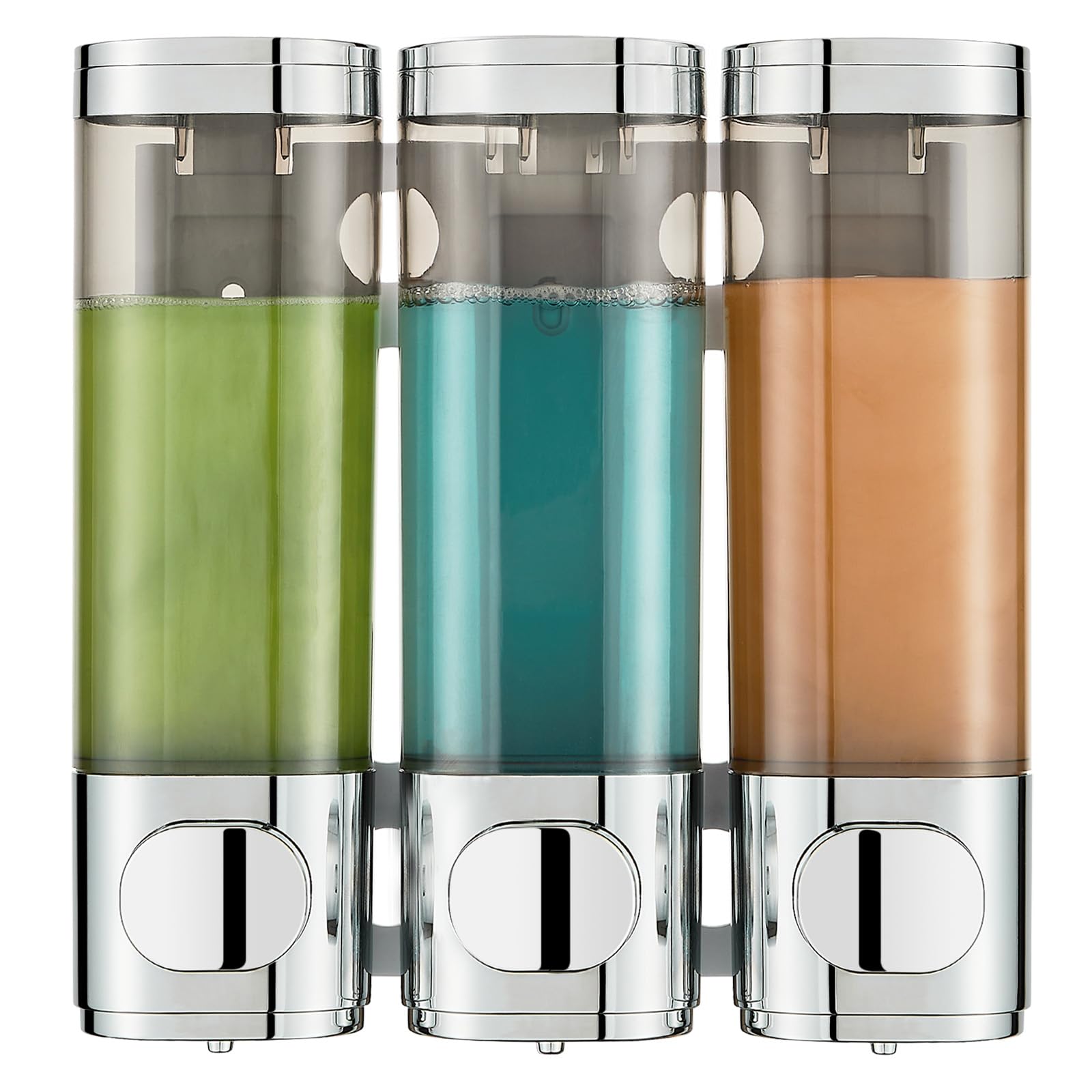 Pollock Wall Mounted Soap Dispenser, 300ml x 3 Shampoo and Conditioner Dispenser, No-Drill Installation Shower Soap Dispenser, Eliminates Shower Clutter, for Bathroom Home Hotel Restaurant – Silver
