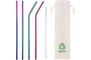 4 Set Corkcicle Straws - 10.5" Ultra Long Rainbow Reusable Straws