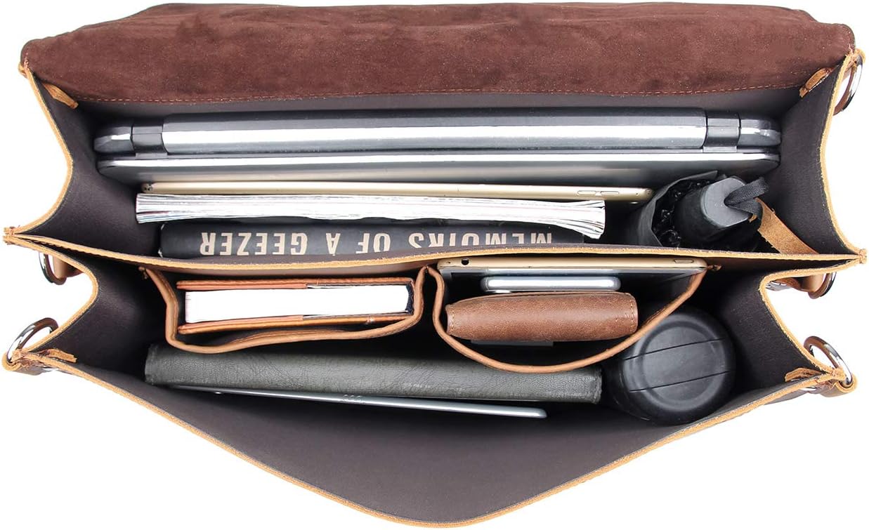 Bеѕt Cуbеr Mоndау 🔥 16 Inch Professinal Full Grain Leather Briefcase for Men Business Shoulder Messenger Bag Fit 15.6 Laptop