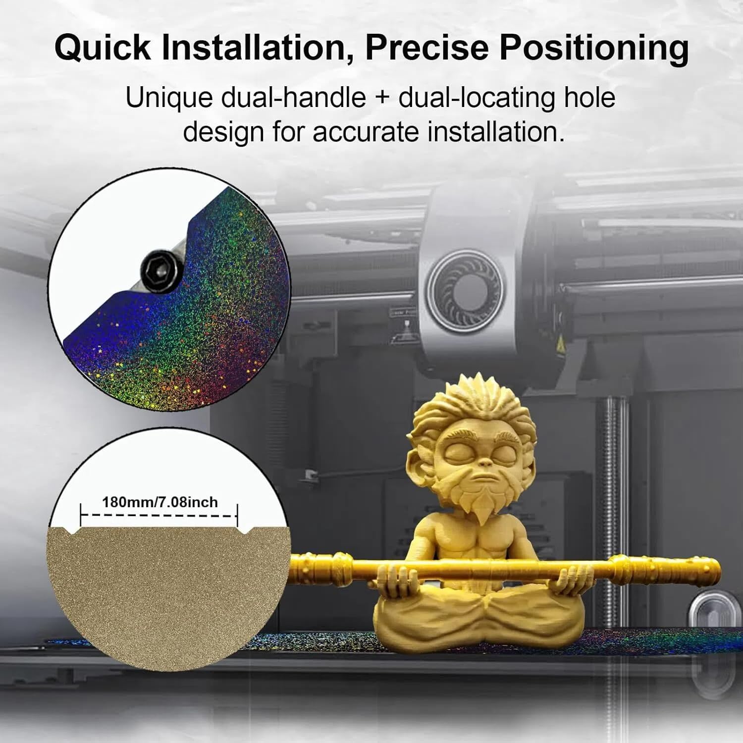 IdeaFormer-3D Rainbow Starry PEY+Textured PEI Build Plate for Creality K1 Max/Ender 3 V3 Plus, Double Sided Flexible PEY PEI Spring Steel Sheet No Magnetic Bed Plate 315x310 mm