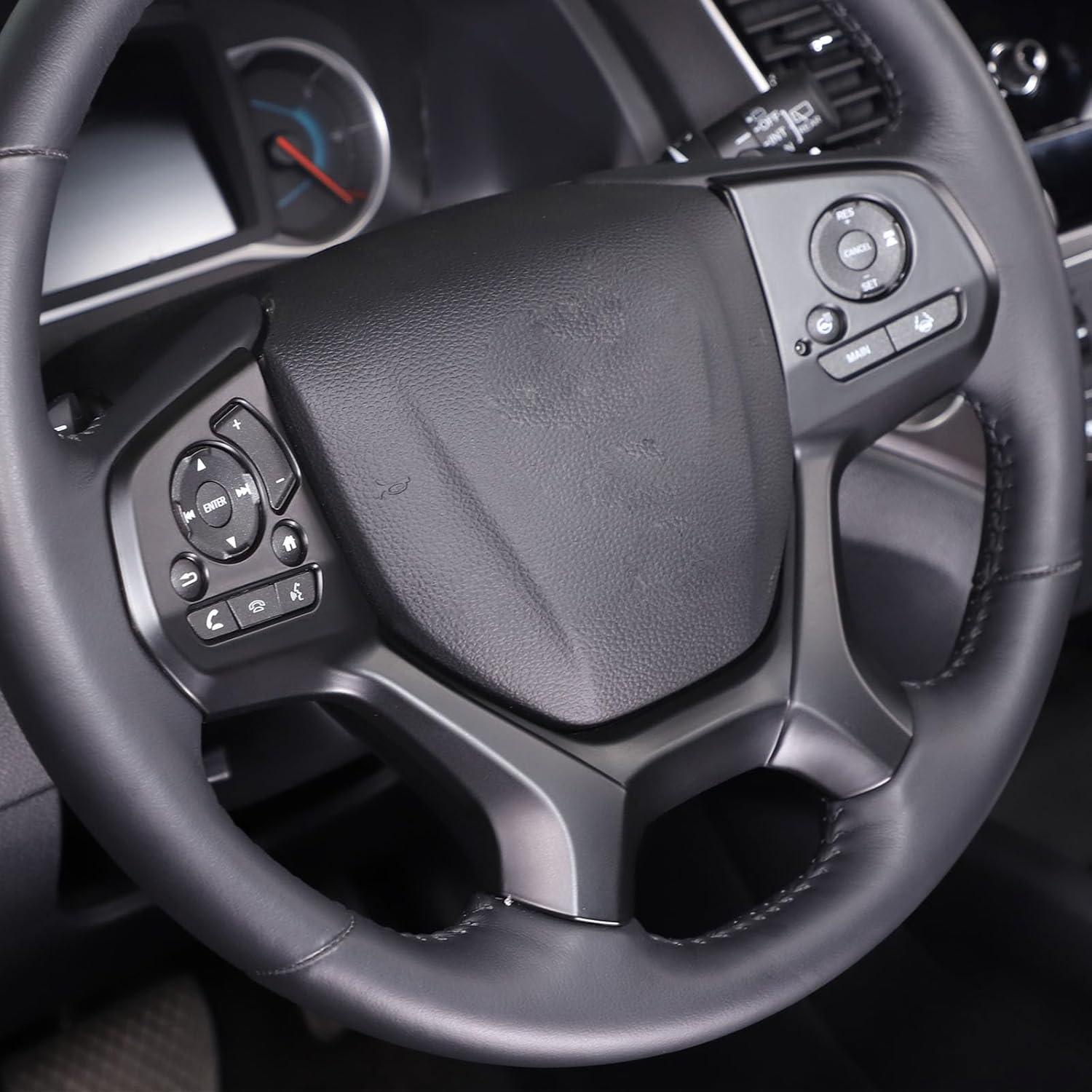 Car ABS Center Console Button Molding Trim Frame,Compatible with Honda Pilot 2019-2022,Honda Passport 2019-2023 Center Console Button Protected Frame (with Heated Button, Matte Black)