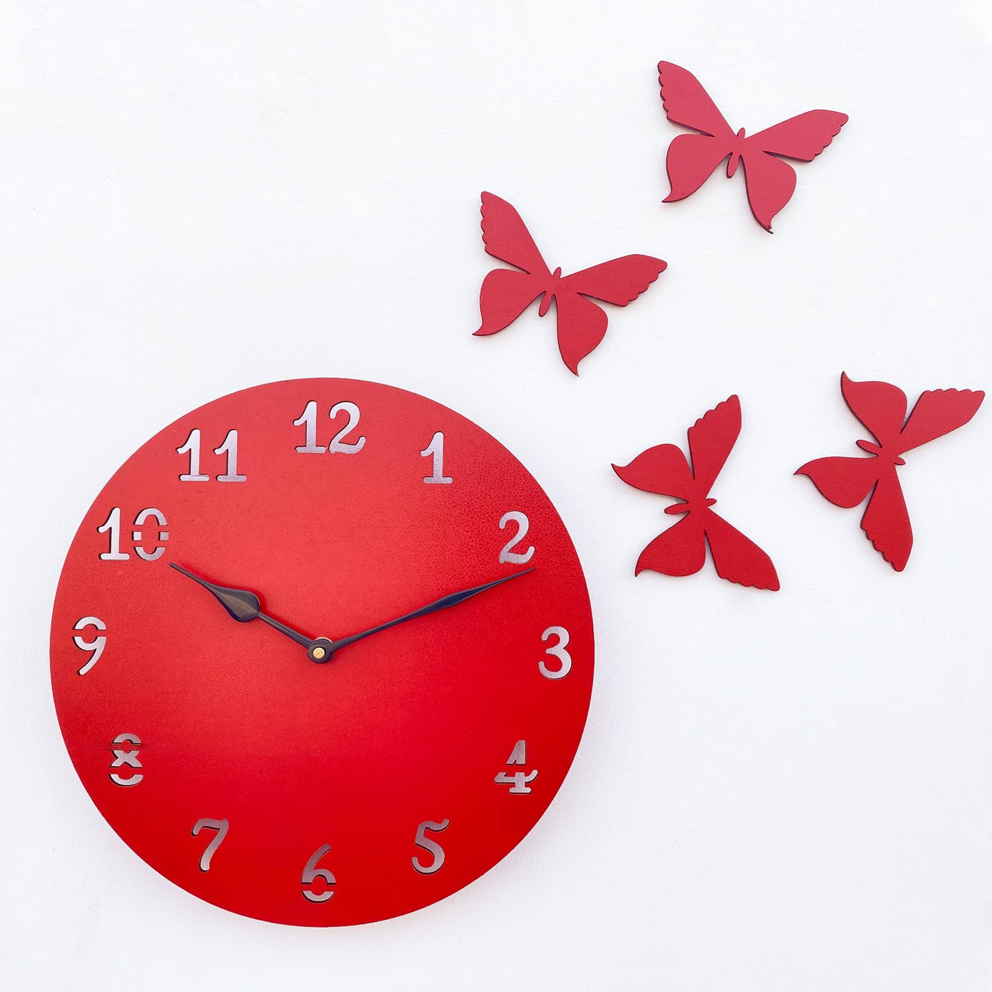 Sehaz Artworks Wall Clock for Home Stylish Latest | Analog Wall Clock for Home and Kitchen | Butterflies Manufactured Wood 10 Inch Designer - Red (B07F9MHDSM) Amazon Price History, Amazon Price Tracker
