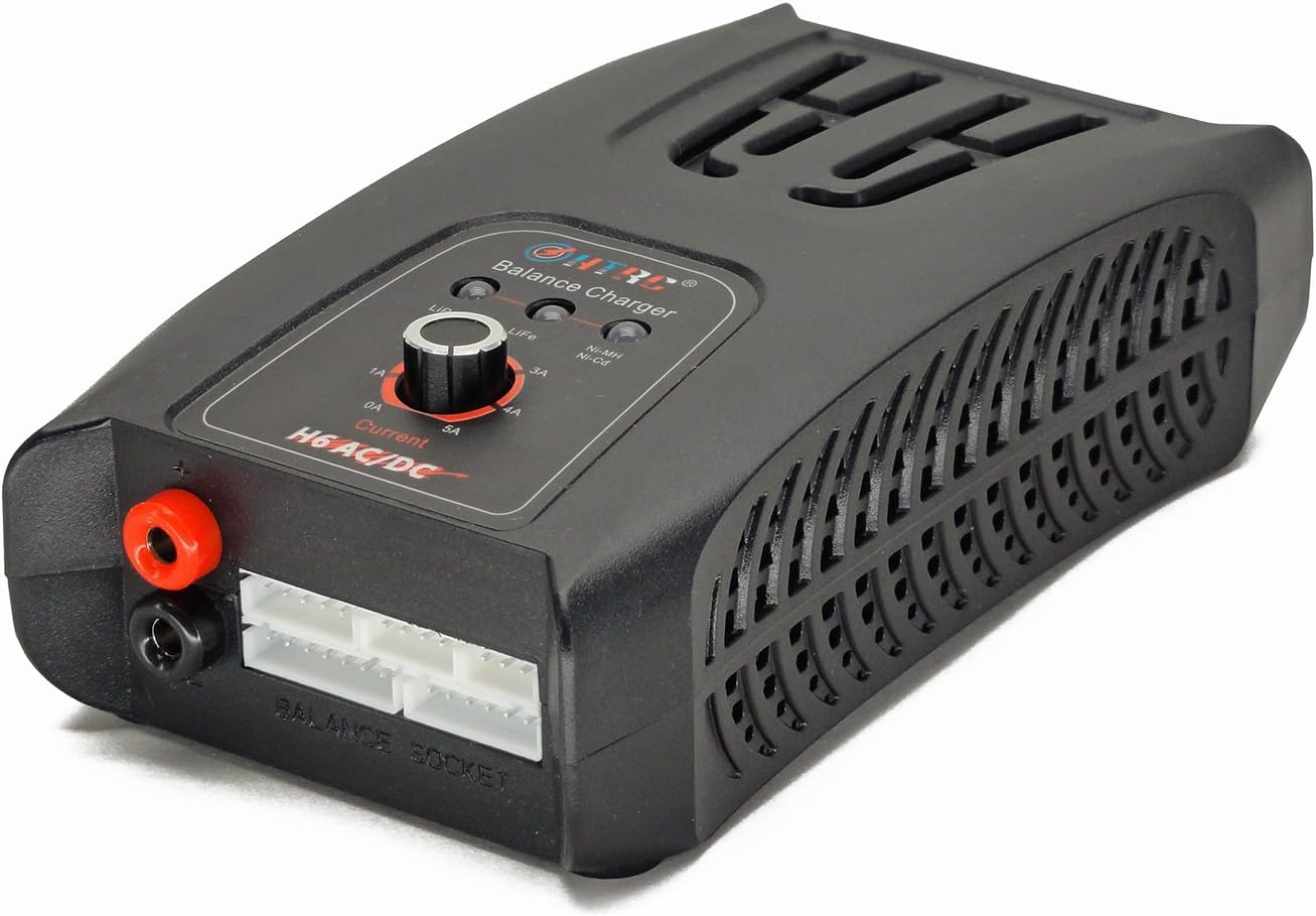 H6 AC/DC 2S-6S (5Amps, 50Watts): LiPo, Life, NiMH, NiCd AC/DC Balancing Battery Charger w/ Deans T-Plug, Futaba Rx, JST & Alligator Clips (HT-0082)