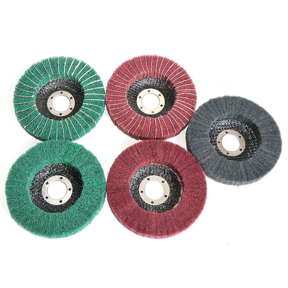 Disco abrasivo de fibra de nylon Rueda de pulido de fibra de nailon de 5 pulgadas, 125 mm x 22 mm, disco de molienda no tejido, grano 180 for amoladora angular for pulir metales, grano 800, 5 piezas(M