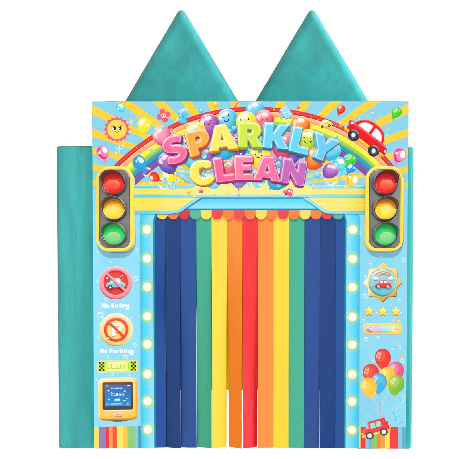 DLOREUK Play Panel for Kids Play Couch Foam Sofa Childrens Home Play Modular Couch (Sofa not Included) - Car Wash 3D Style - Set of 2 (Entrance & Exit)