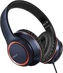 Lorelei X8 Over-Ear Wired Headphones with Microphone with 1.45m-Tangle-Free Nylon Line&3.5mm Plug,Lightweight Foldable & Portable Headphones for Smartphone,Tablet,Computer,Mp3/4(Dark Purple)