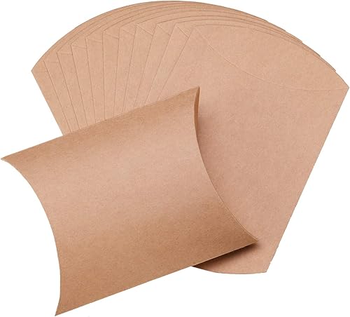 Vista 27 de Airssory 100 unidades de almohada de papel kraft vintage de 3 x 2 pulgadas, caja de embalaje de dulces, caja de embalaje de dulces, cajas de regalo