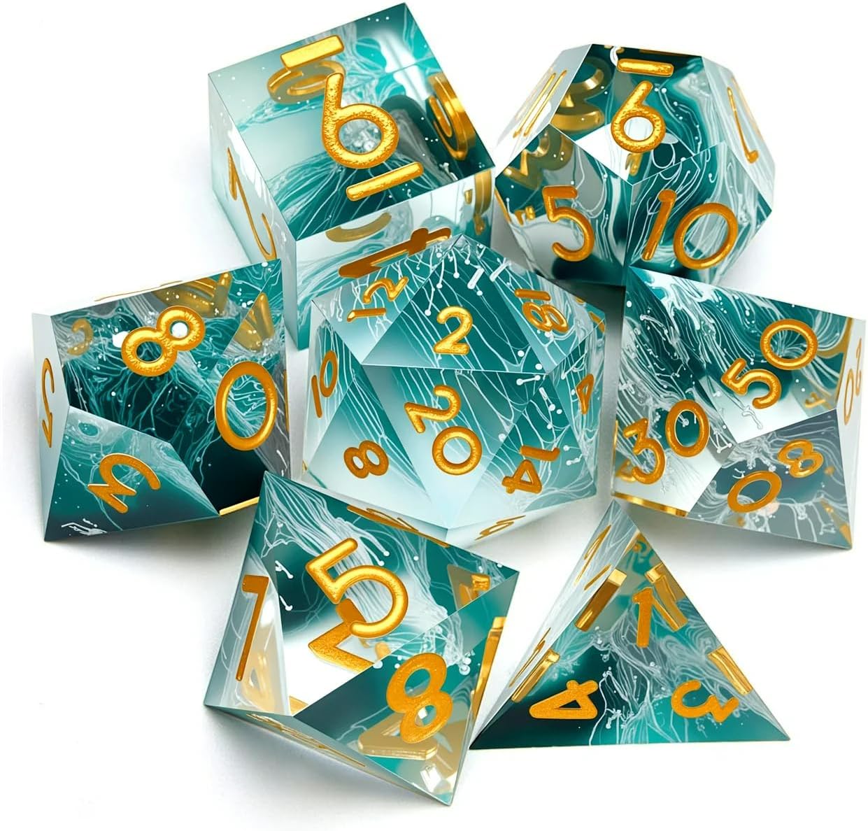 Resin dice Set, Dungeons and Dragons polyhedral DND dice Set, Suitable for Role-Playing Game RPG Explorer Magic: The Gathering Pioneer Game DND dice Set (7 Pieces)