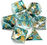 Vista 22 de Resin Cat Head DND Dice, Sharp Edge Dungeons and Dragons Polyhedron Game Dice Set for Role Playing Games RPG Explorer Magic, Holiday Birthday Gifts