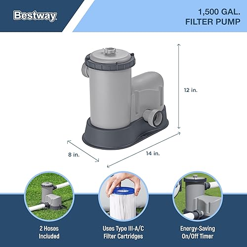 Vista 30 de Bestway 56631E-BW - Juego de piscina de verano con marco ovalado de acero eléctrico sobre el suelo, bomba de filtro y escalera de seguridad, 14 x 8