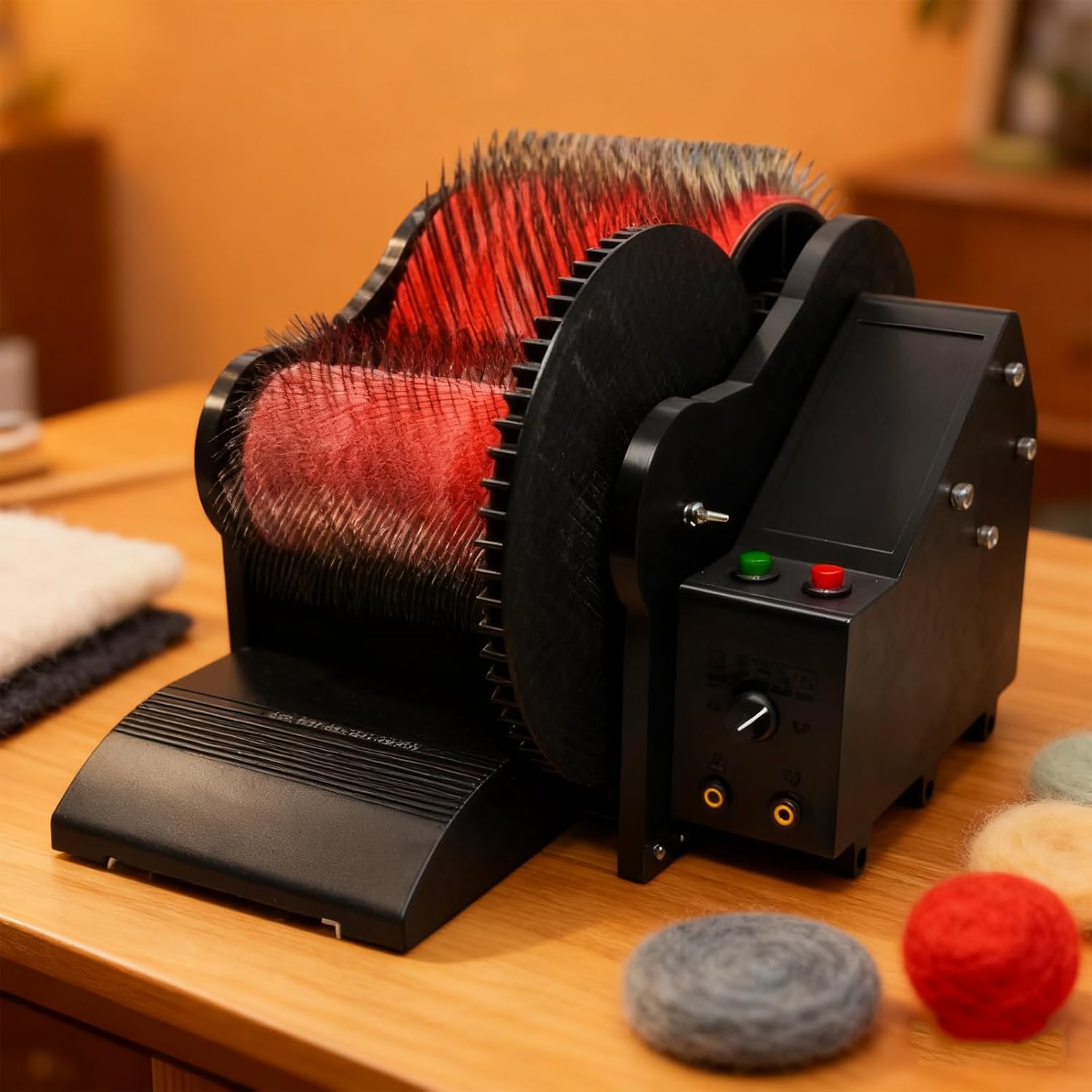 Wool Felt Drum Carder, Electric Carding Machine, Remove Fiber Impurities, Fast Color Mixing Combing Spinning, Wool Blending Wheel, External Switch Compatible, with Foot Pedal, for Wool Combing