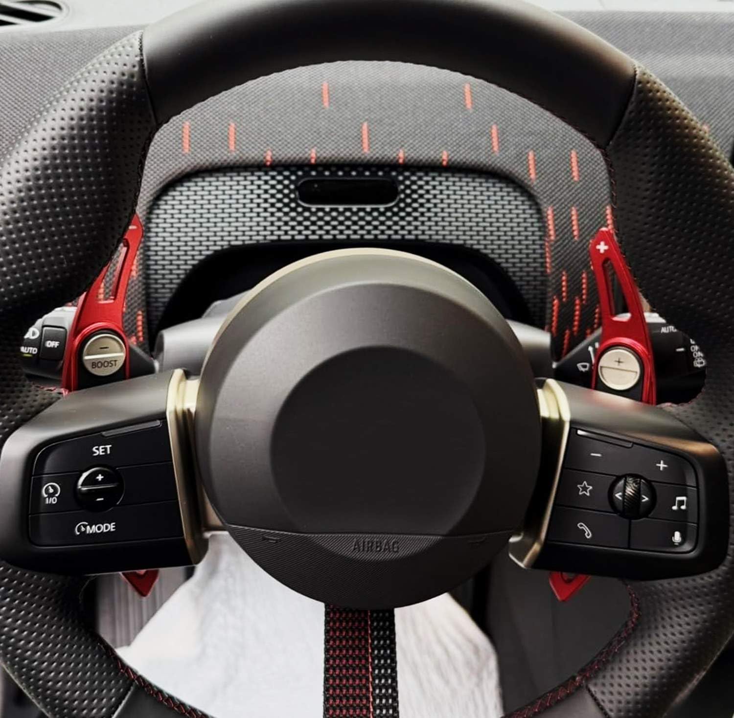 iJDMTOY Euro Sports Red Aluminum Larger Paddle Shifter Extension Compatible with 2024-up U25 Mini Cooper, J05 Aceman, Gen3 Countryman
