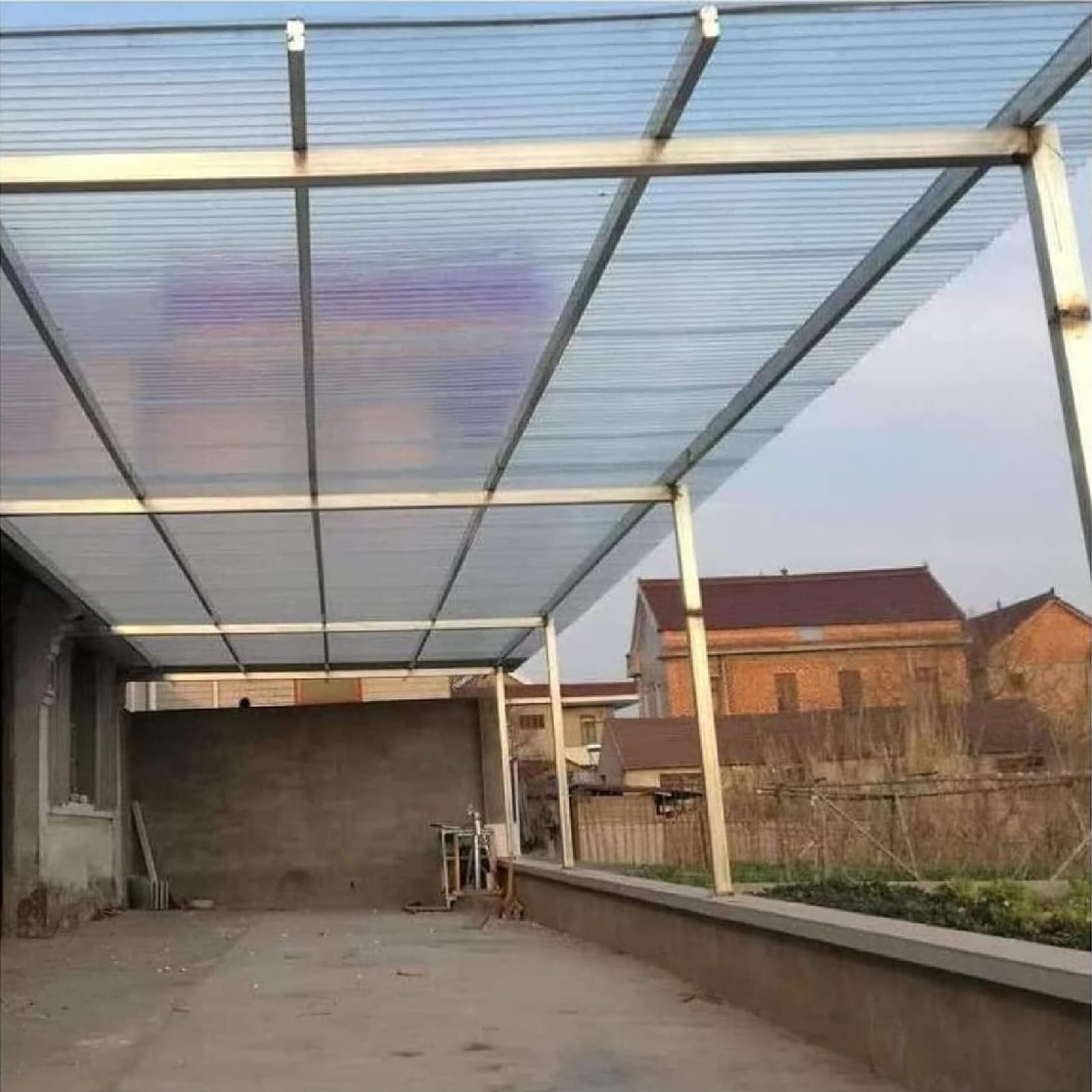 Placas de Policarbonato Planchas Transparente e Impermeable 1,2 mm Espesor Paneles para Tejado,Marquesinas Exterior para Patio Invernadero,con Tornillos,Personalizable (1,5m x 8m)