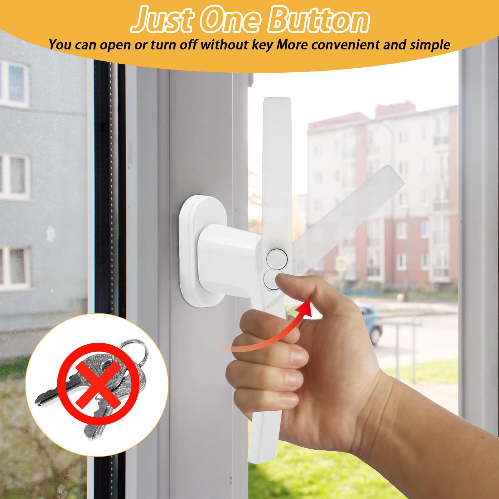 4 maniglie per finestra con serratura, chiusura per finestra con bottone, in alluminio, per finestre di sicurezza per bambini, serratura per finestra, maniglia per porta della terrazza, maniglia di