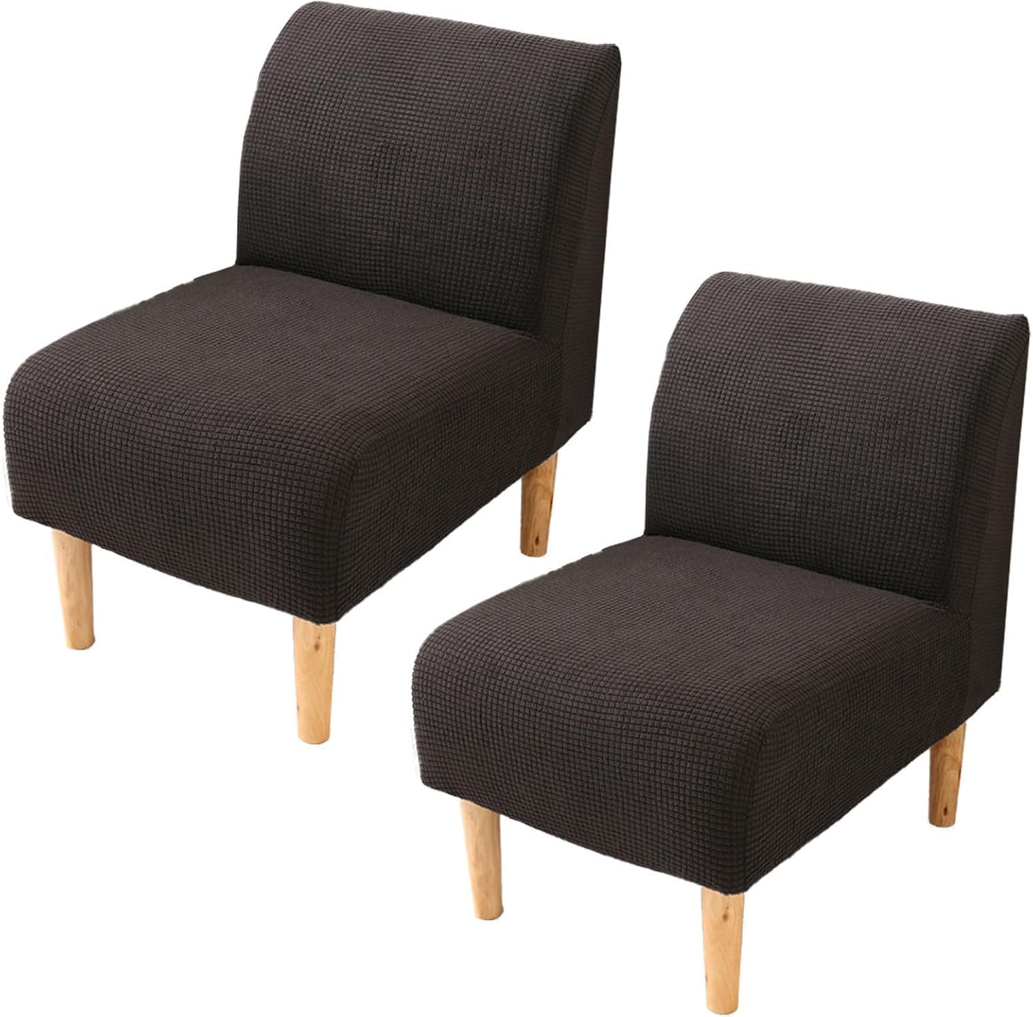 Fundas elásticas para sillón sin brazos juego de 2 piezas lavables color negro para salón