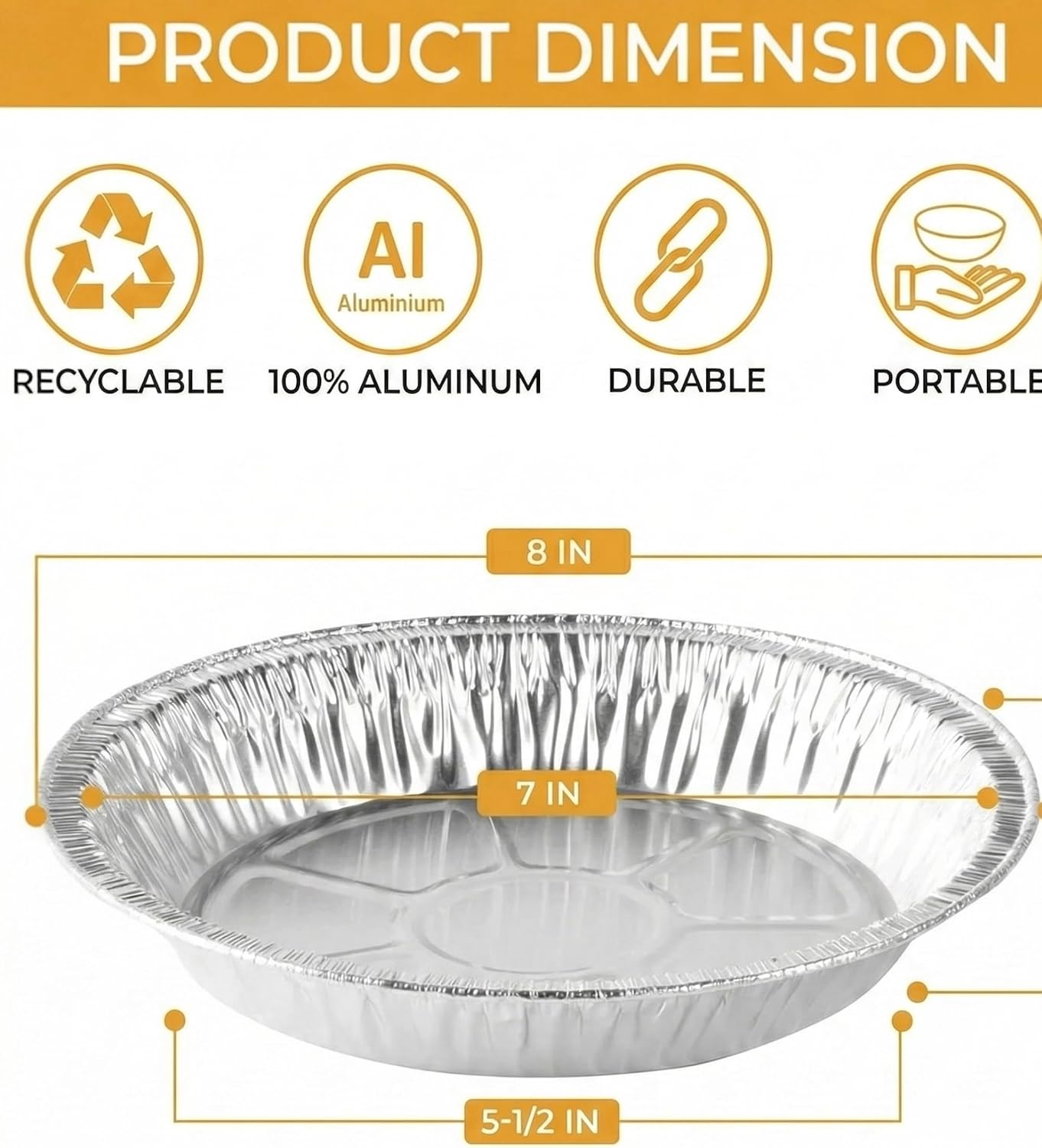 Aluminum Foil Pie Pans, 8 inch Tart Tin, 25 ct.