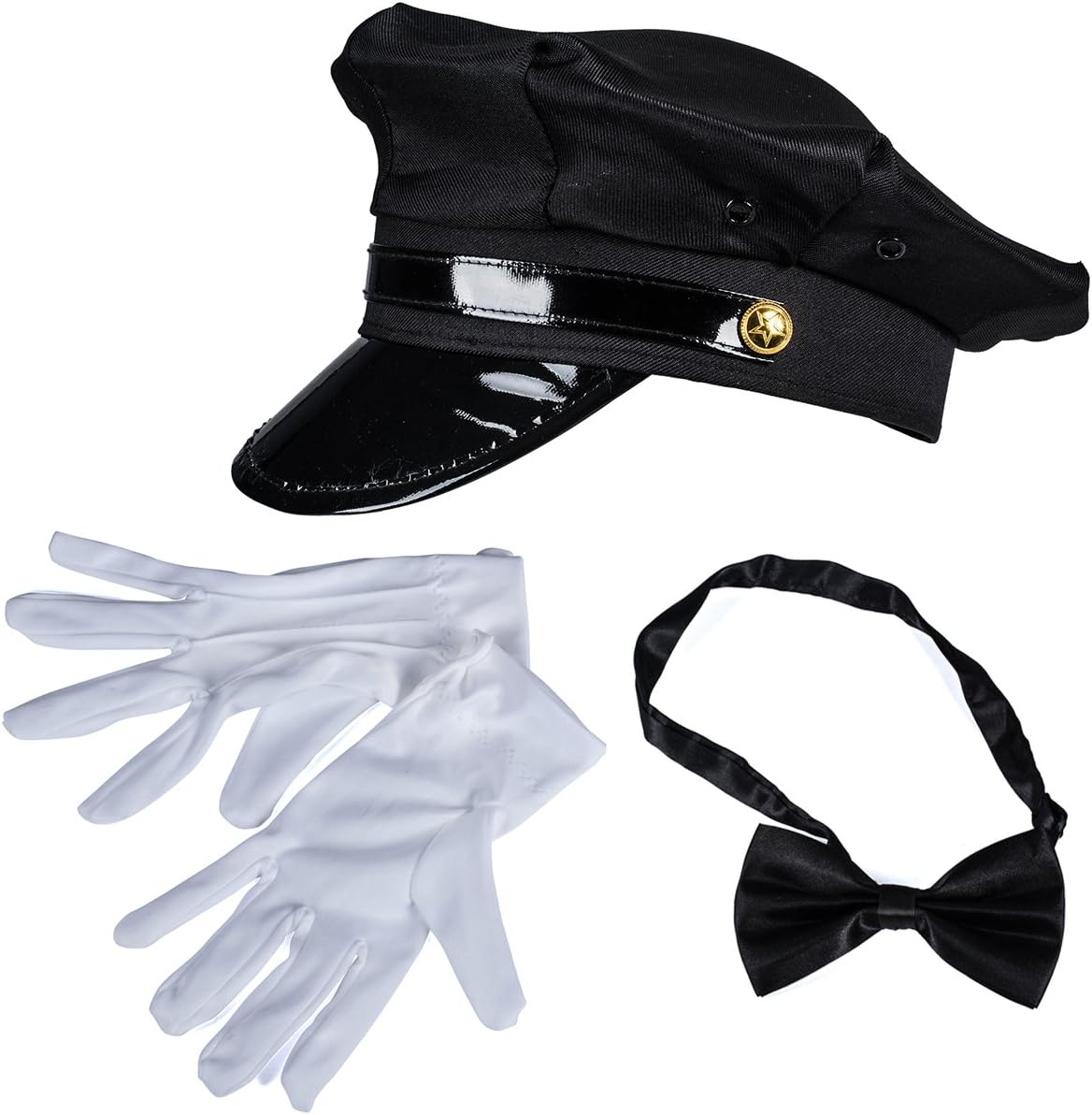 Tigerdoe Chauffeur Costume - Limo Driver Costume - Black Chauffeur Hat, Gloves & Bow Tie - (3 Piece Set) - Image 5