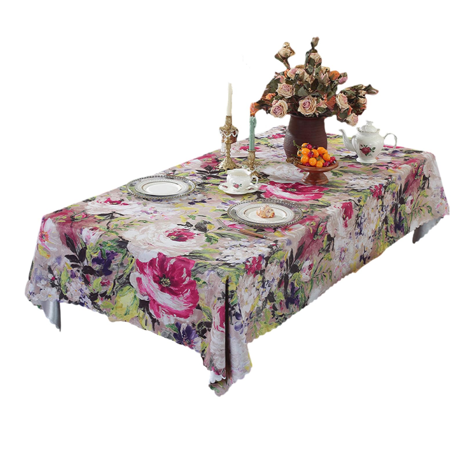 Elnwnnkc P Decorative Oil Ainting Attern Tablecloth Washable Olyester Materials For Kitchen Arty Decorations Machine Washable Olyester Table Runner