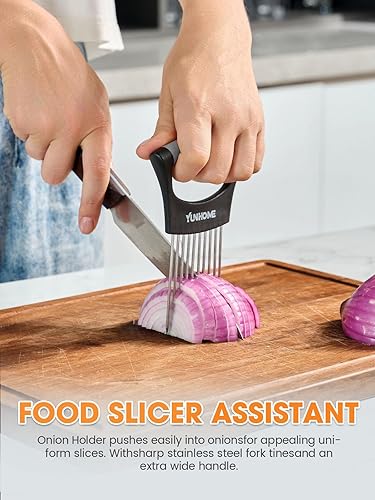 Miniatura 3 de Cortador de cebolla de acero inoxidable para cortar y almacenar cebollas, tomate, huevos, frutas y verduras, artículos esenciales para el hogar y