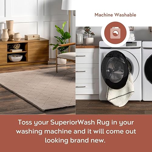 Miniatura 2 de nuLOOM Amy - Alfombra casual de imitación de conejo lavable a máquina, 2 pies 6 pulgadas x 8 pies, gris pardo