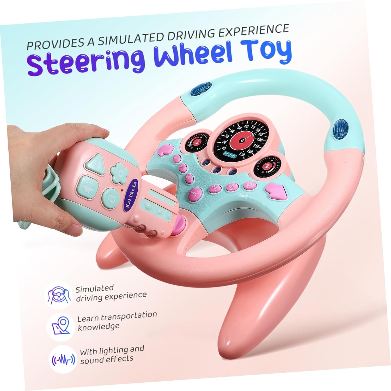Homoyoyo Steering Wheel for Driving Simulator with Lights and Sounds Realistic Steering Wheel for Pretend