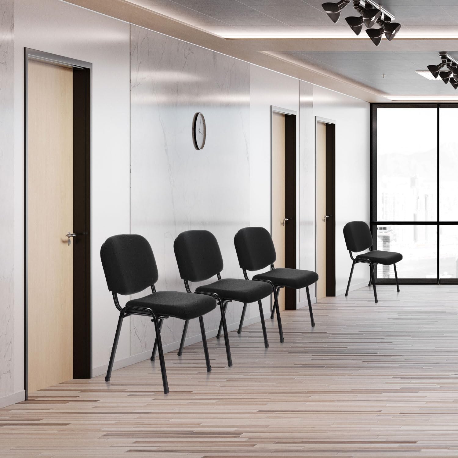 hjh OFFICE Chaise De Visiteur Empilable XT 600 Chaise de Conférence, Siège Confortables Peu Encombrant Bureau Salle de Réunion Espace de Réception, Tissu Noir