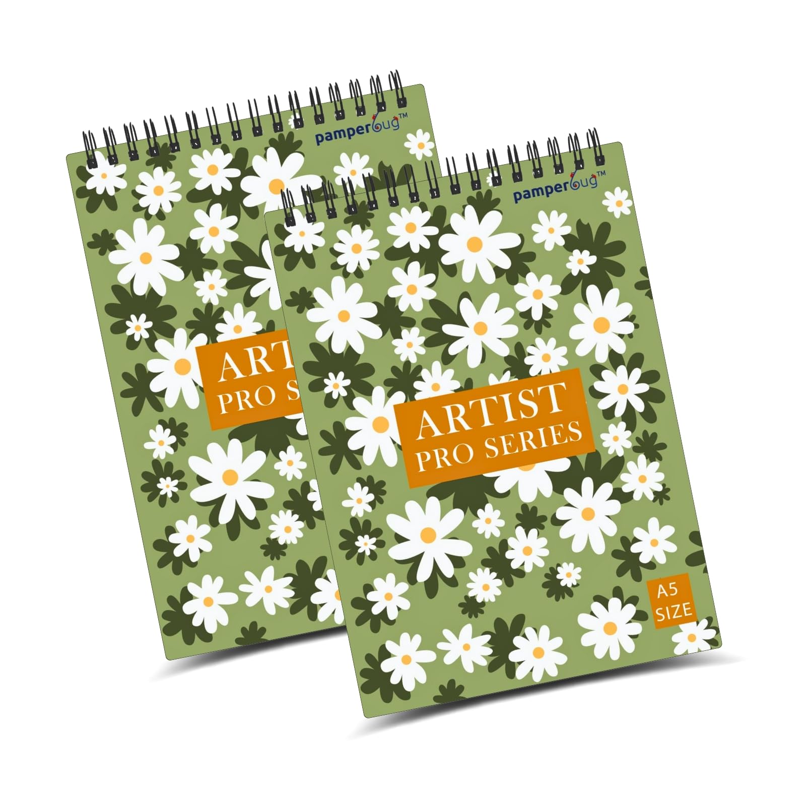 PAMPERBUG Artist Pro Series | Top Wiro Bound Sketchpad for Artists | A5 Size Sketchbook | 140 GSM (30 Sheets, 60 Pages) Sketching and Drawing Book | Writing Pad Doodling Book (A5 Pack of 2)