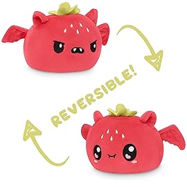 TeeTurtle - The Original Reversible Bat Plushie - Kawaii Strawberry - Cute Sensory Fidget Stuffed Animals That Show Your Mood - Perfect for Halloween!