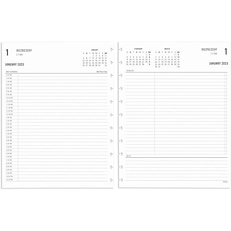 2025 TUL Disc-Bound Daily Planner Refill Pages, Letter Size, for TUL Customizable Cover