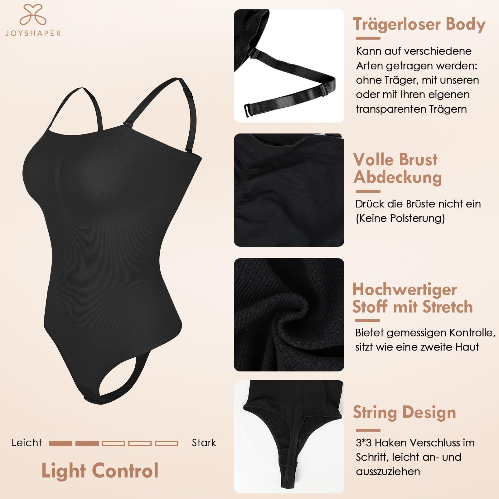 Joyshaper Damskie Body Modelujące Stringi Bez Ramiączek Wyszczuplające Brzuch Płaska Bielizna Modelująca Top