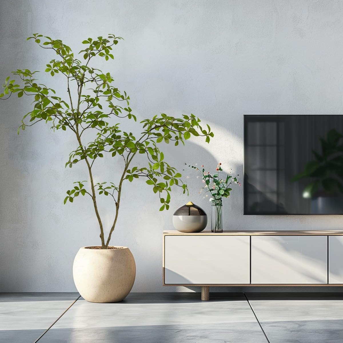 Artificial Gardenia Tree,5ft（1pack） Tall Fake Plants Artificial Mahonia fortunei Plants for Indoor, Fake Trees for Office Home Living Room Floor Patio Greening Porch Decor