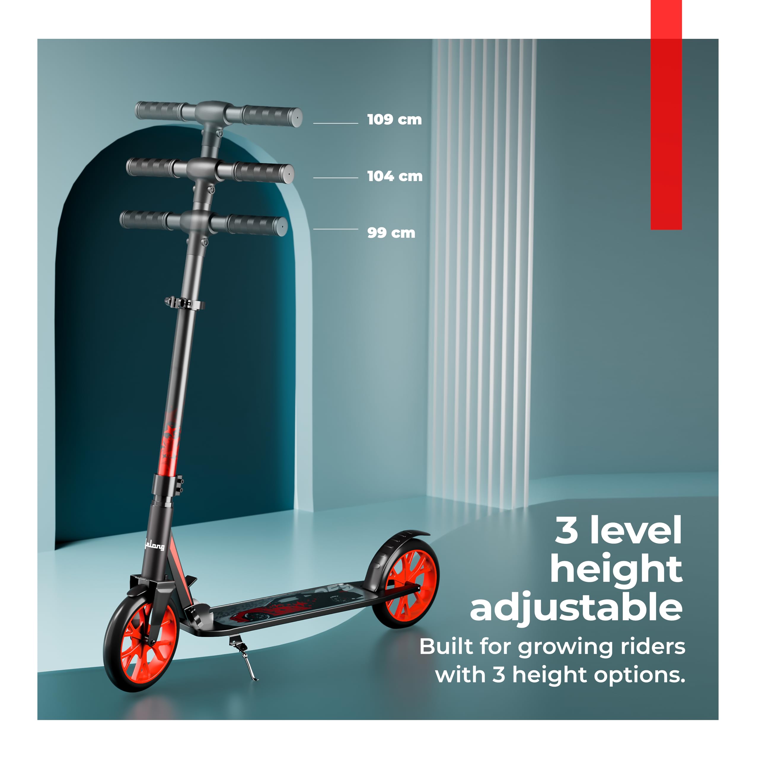 Lifelong Kick Scooter | Scooter for Kids 6-12 Boys & Girls | Foldable Adjustable Height Kick Scooter | 100 Kg Capacity | Big Wheels | Rear Brake | Outdoor Ride Gift for Kids (Black & Red) 3