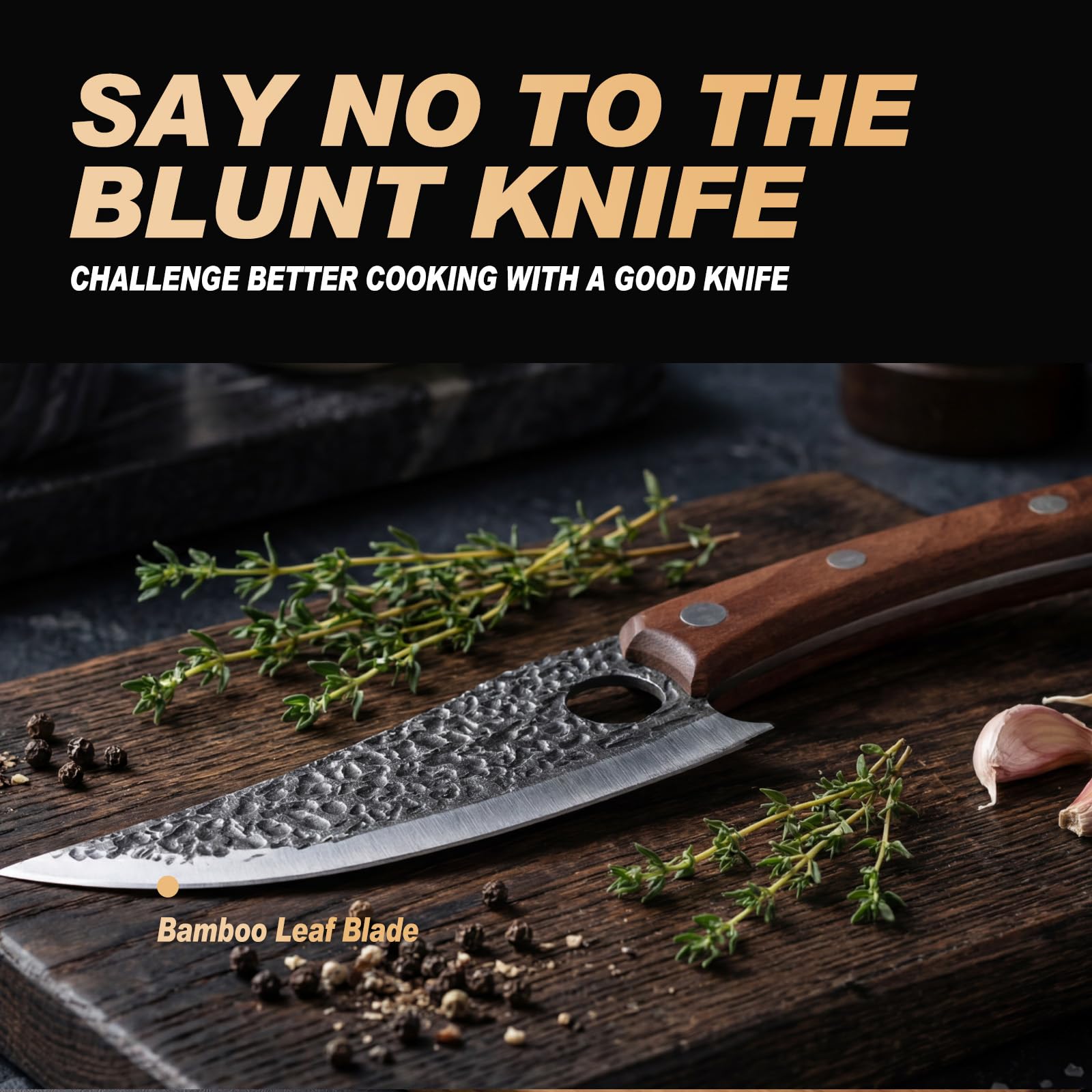 Viking Knife, Butcher Knife Hand Forged Boning Knives, Japanese Paring knives Kitchen Chopping for Meat Cutting Chefs Cleaver Camping Cooking, BBQ, Gifts for Men — Amazon image 5