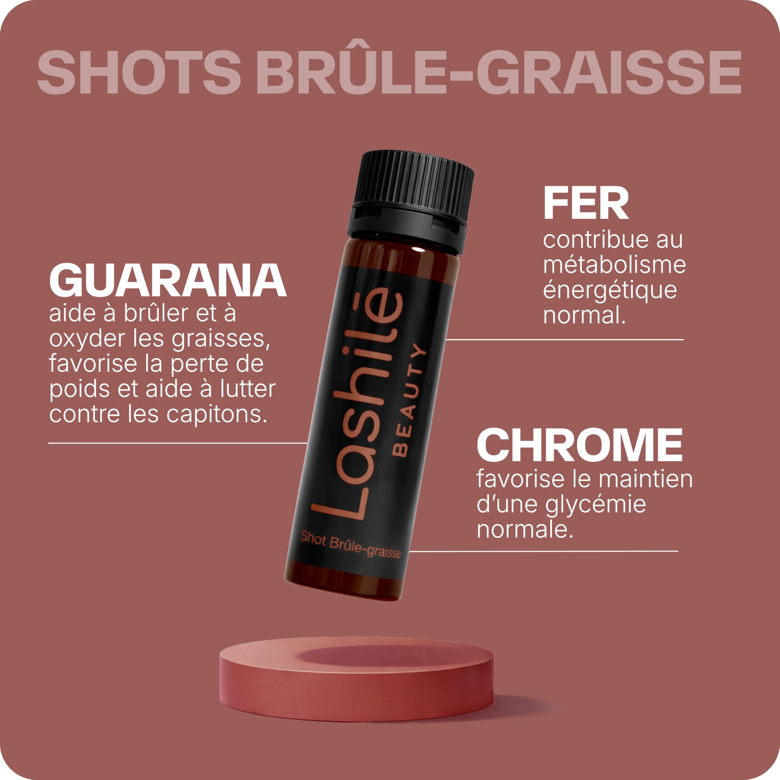 Lashilé Beauty- Shots Minceur à Boire 14 Jours- Guarana, Fer, Chrome- Complément Alimentaire Perte de Poids- Vegan Sans Sucres- Goût Pêche Mangue - Programme 14 Jours