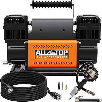 ALL-TOP Dual Cylinder Air Compressor with Digital Pressure Gauge Tire Inflato...