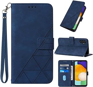 A14 5G Case Wallet,for Samsung A14 Case,[Kickstand][Wrist Strap][Card Holder Slots] TPU Interior Protective for Galaxy A14 5G Case,Leather Folio Flip Cover for Samsung Galaxy A14 5G (Blue)