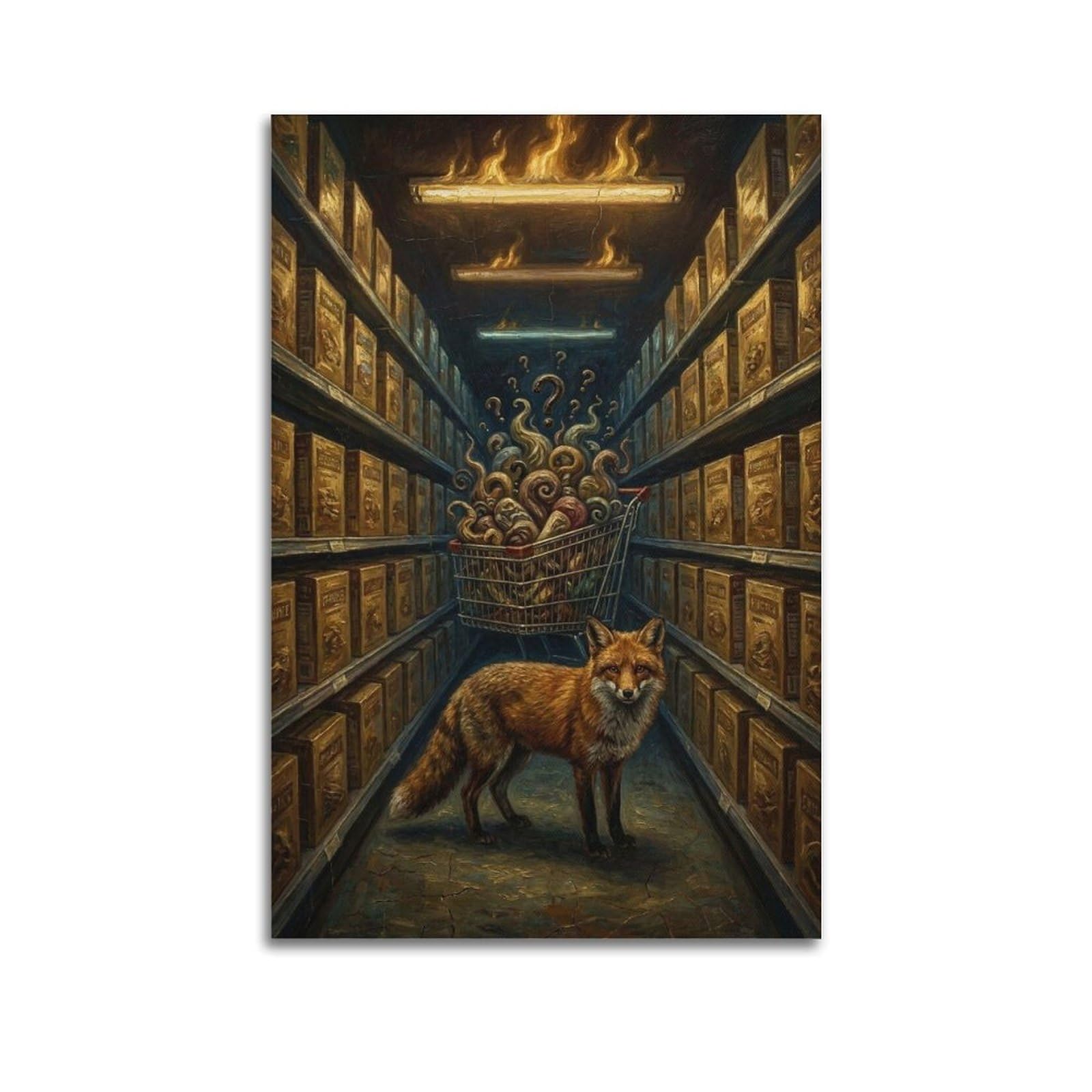 XKUGA Surreal Vintage Animal Poster Fox Endless Options Satire Modern Decorative Canvas Prints - Ideal Wall Art for Family, Man Cave, Game Room, Boys & Girls Bedroom 20x30inch(50x75cm)